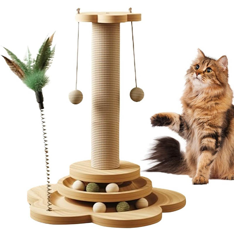 Interactive Scratch & Play Tower for Cats — Sisal, Track & Ball