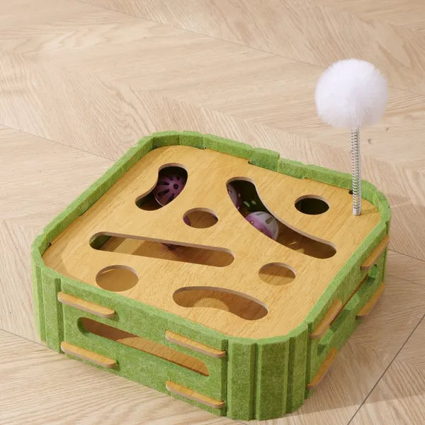 Sisal Cat Scratcher with Interactive Balls — Compact 30cm Cube