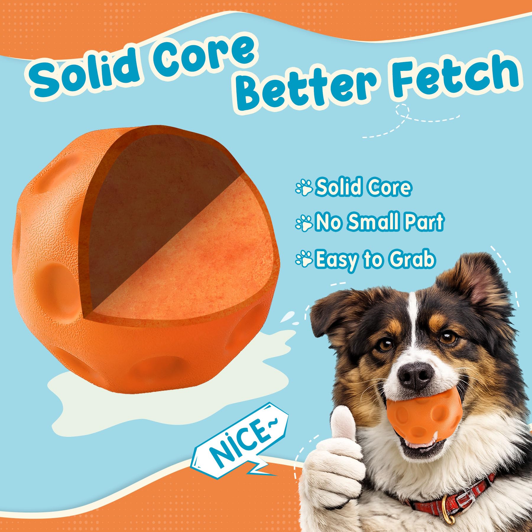 High-Bounce Fetch Balls for Medium & Large Dogs — 3 Pack