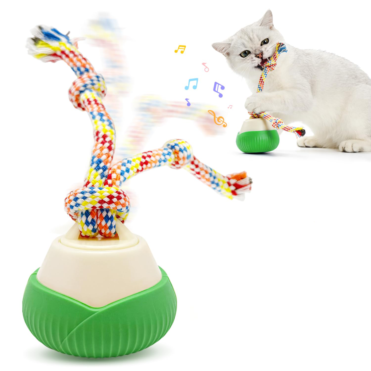 Self-Rolling Cat Toy Ball with LED Lights & Sound — Auto Rotating