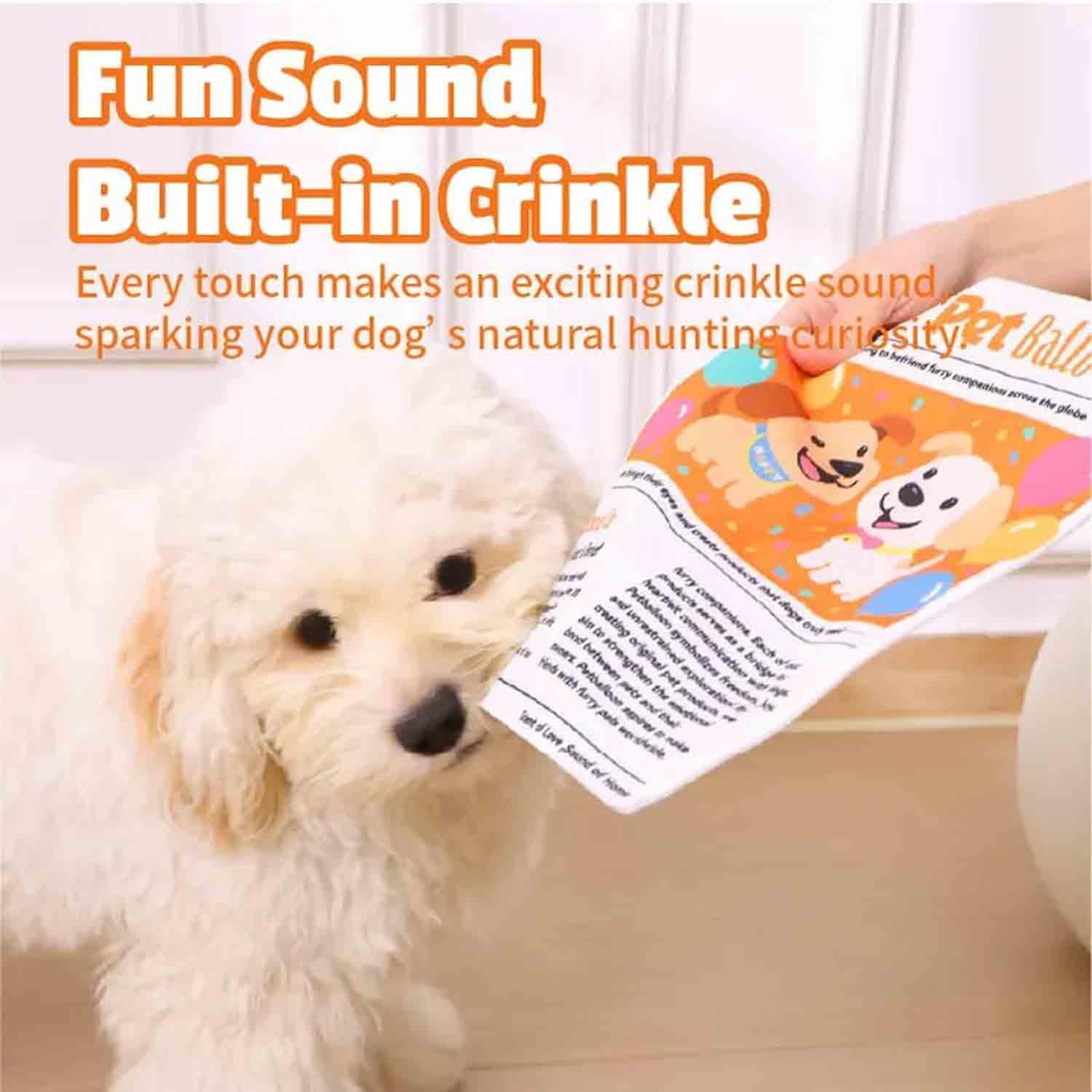 Crinkle Newspaper Dog Toy (2-Pack) for Small to Medium Dogs — Low-Noise Indoor Play