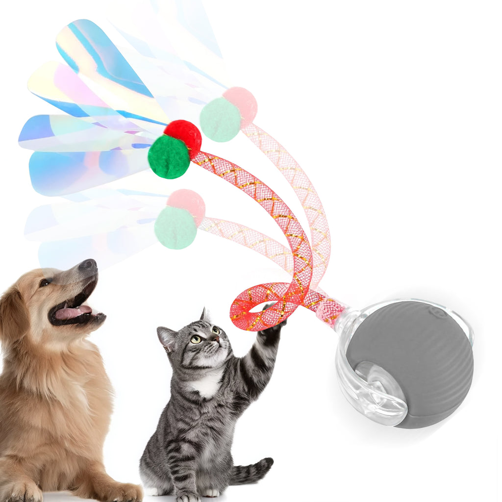 Self-Moving Cat Toy Ball with Elastic Tail — Two-Speed Interactive Play