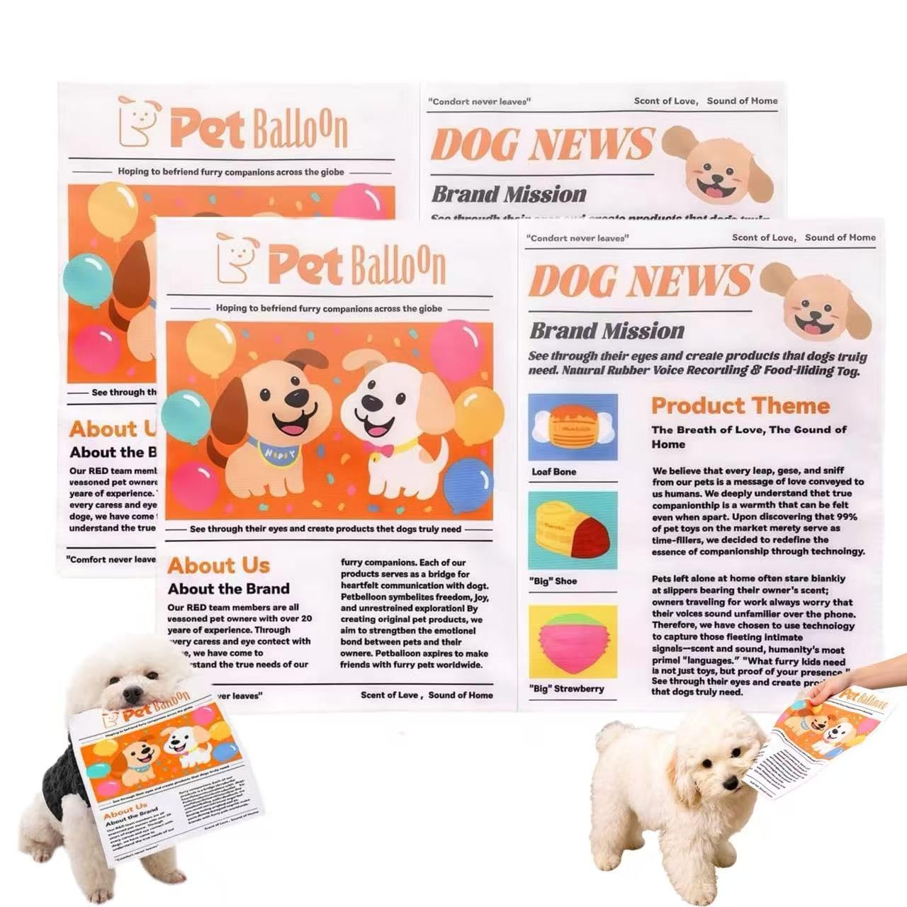 Crinkle Newspaper Dog Toy (2-Pack) for Small to Medium Dogs — Low-Noise Indoor Play