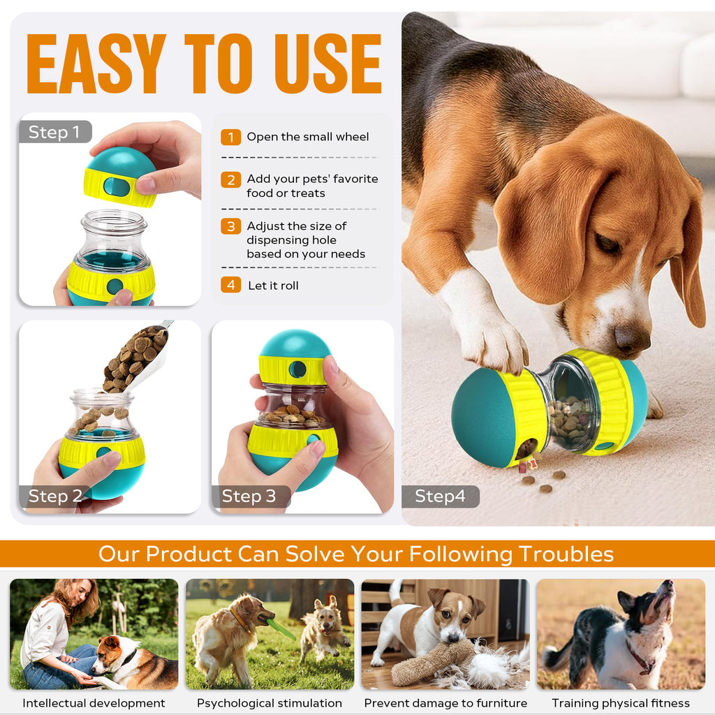 Treat Dispensing Puzzle Ball for Dogs — Adjustable Slow Feeder