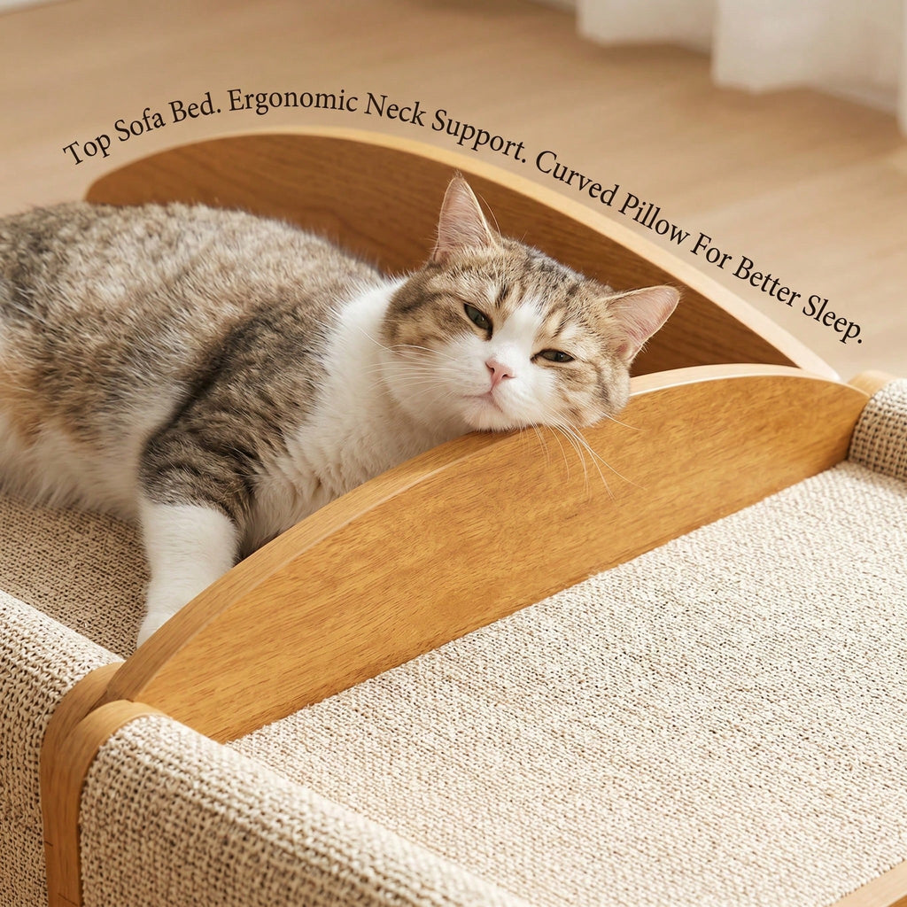 Two-Tier Cat Scratcher House with Cave & Sofa Bed — 3 Styles
