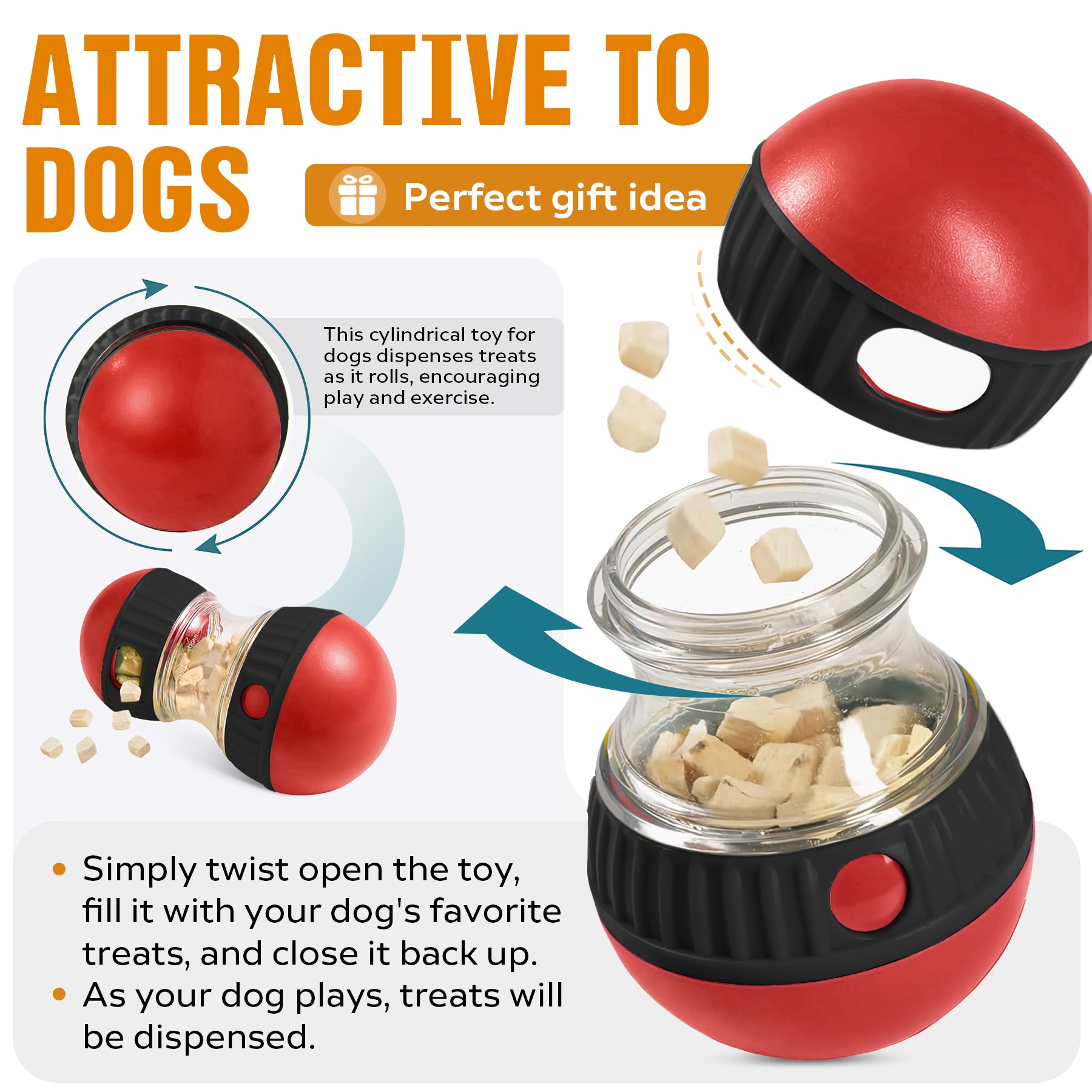 Treat Dispensing Puzzle Ball for Dogs — Adjustable Slow Feeder