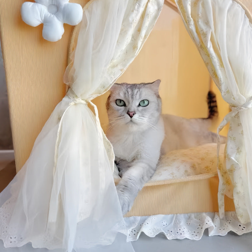 Cosy Princess Tent Bed for Cats & Small Dogs — Breathable Cotton