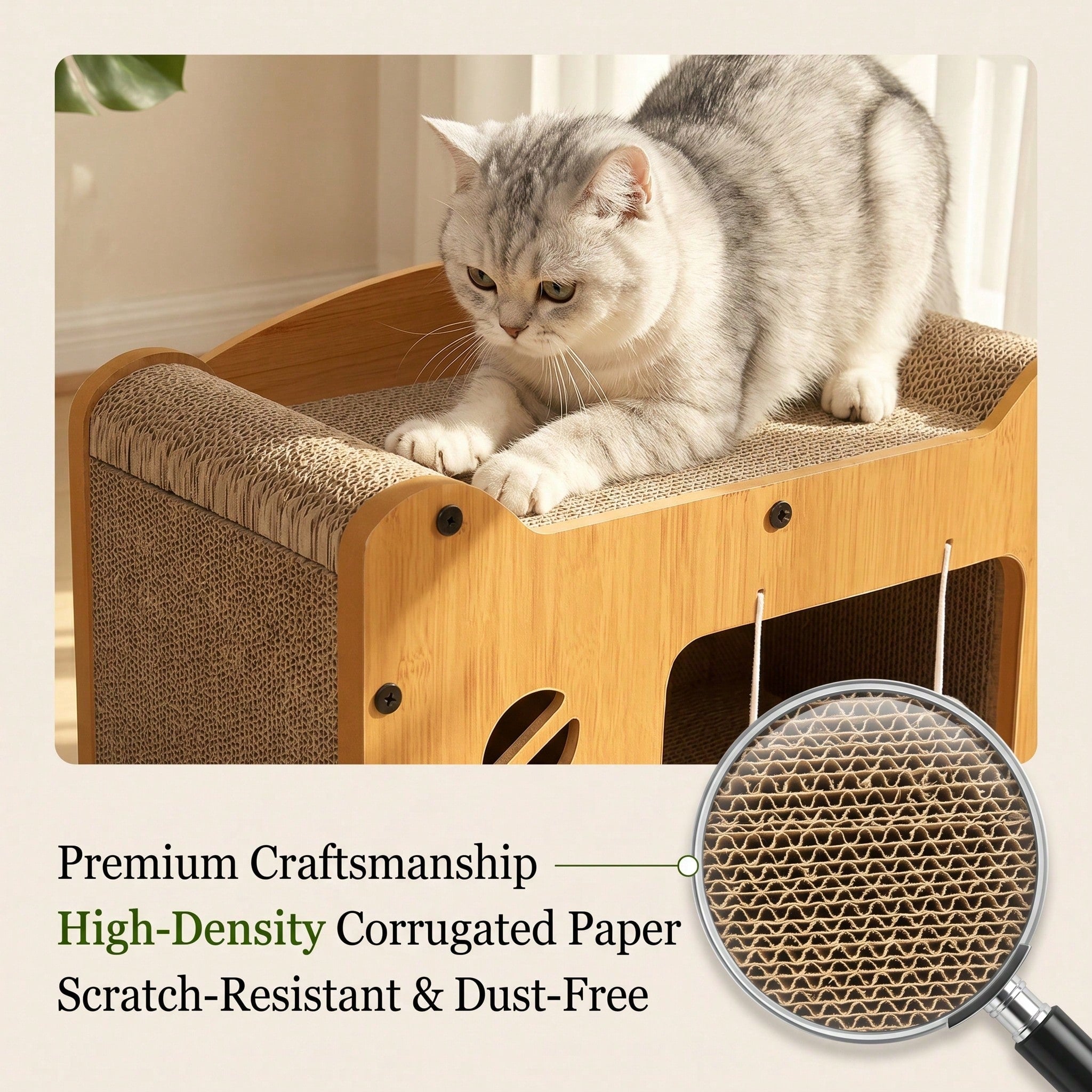 Two-Tier Cat Scratcher House with Cave & Sofa Bed — 3 Styles