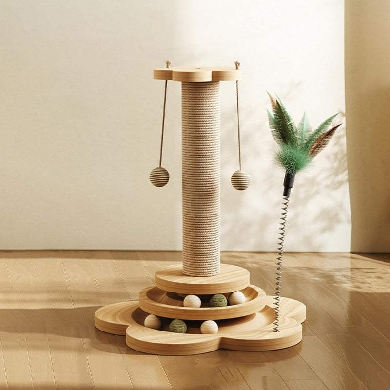 Interactive Scratch & Play Tower for Cats — Sisal, Track & Ball