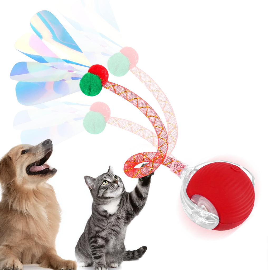 Self-Moving Cat Toy Ball with Elastic Tail — Two-Speed Interactive Play