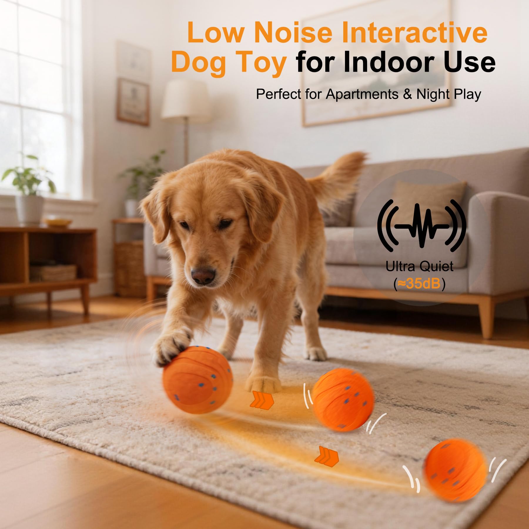 Self-Moving Dog Ball for Independent Play — Rechargeable & Chew-Resistant