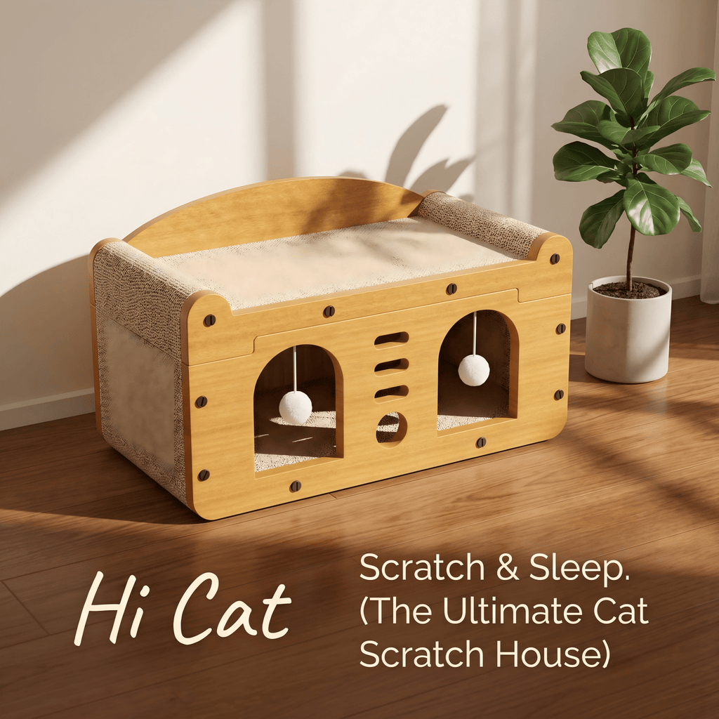 Two-Tier Cat Scratcher House with Cave & Sofa Bed — 3 Styles