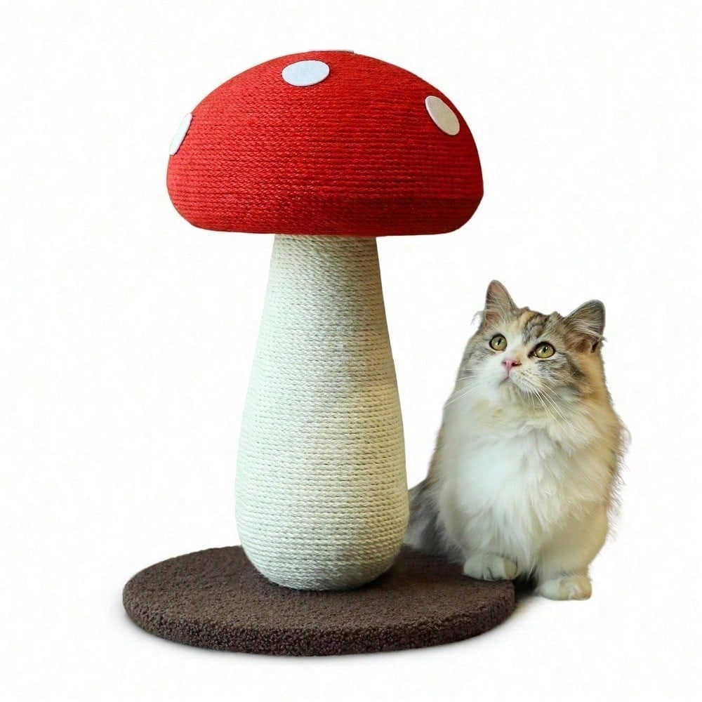 Sisal Mushroom Cat Scratching Post for Small & Medium Cats — No Assembly