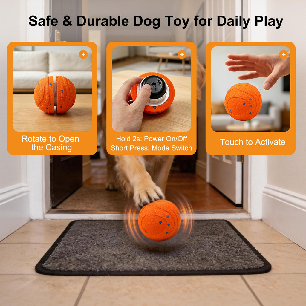 Self-Moving Dog Ball for Independent Play — Rechargeable & Chew-Resistant