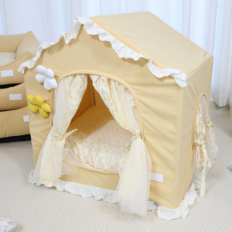 Cosy Princess Tent Bed for Cats & Small Dogs — Breathable Cotton