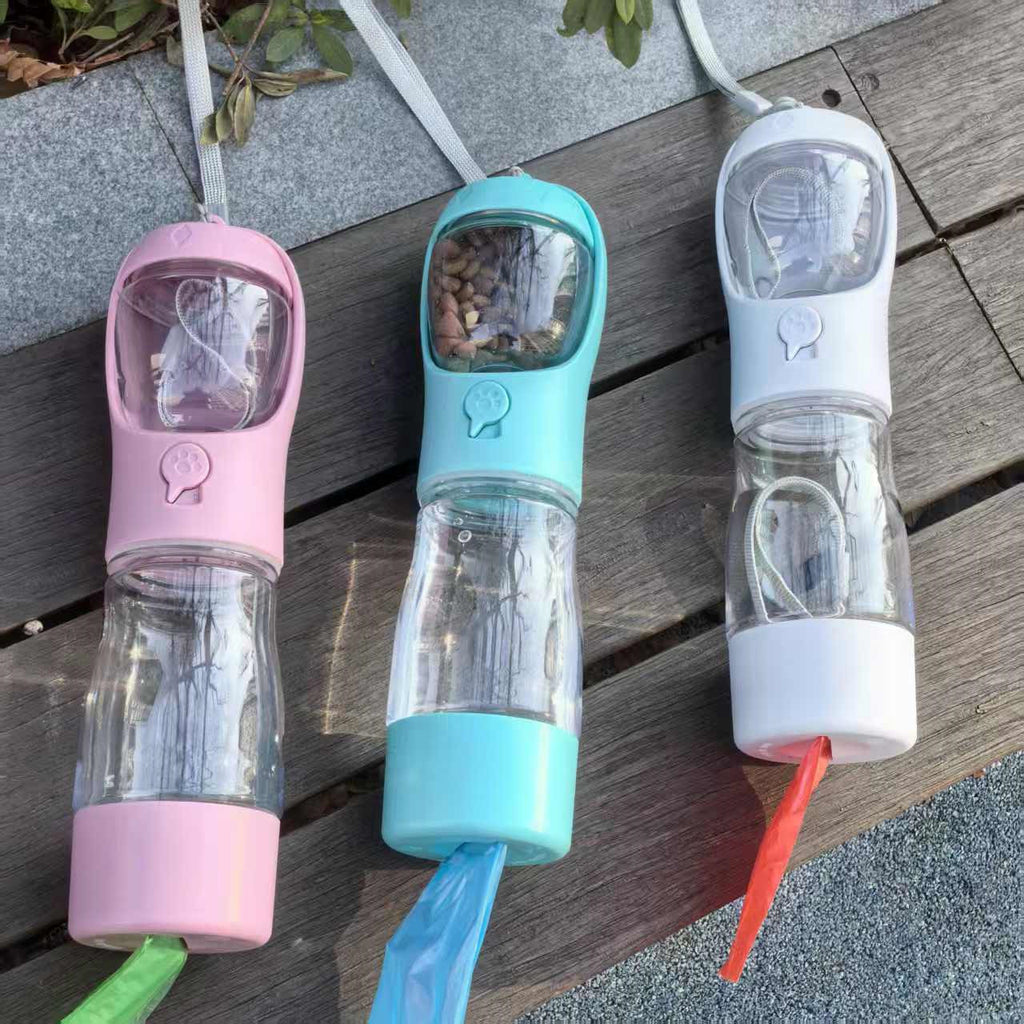 3-in-1 Walk & Feed Travel Bottle for Dogs — Water, Food & Waste Bags