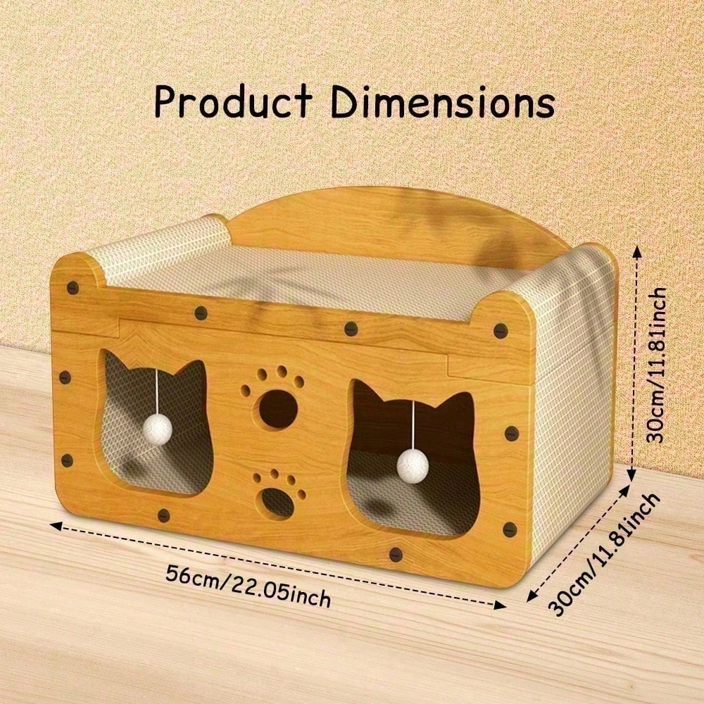 Two-Tier Cat Scratcher House with Cave & Sofa Bed — 3 Styles