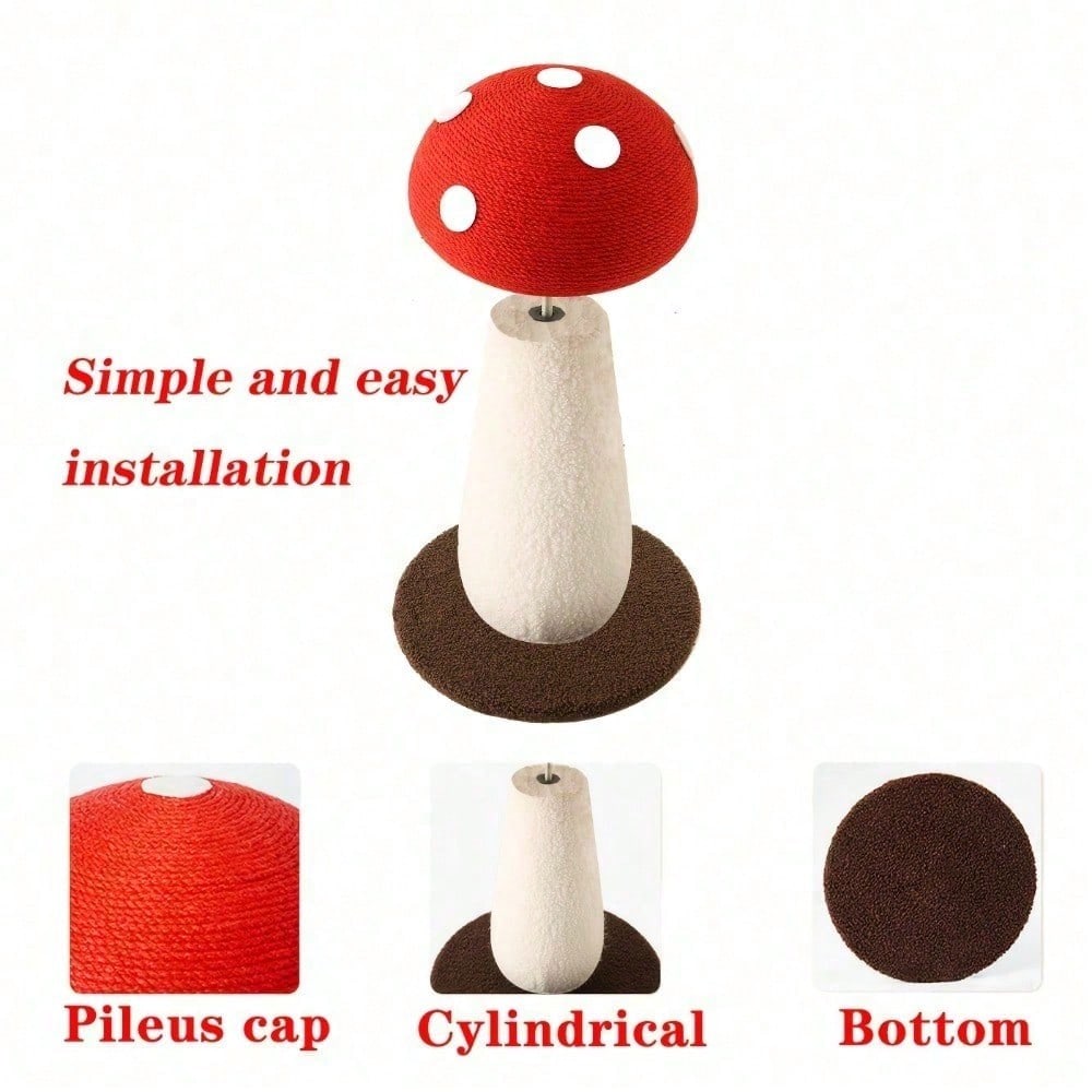 Sisal Mushroom Cat Scratching Post for Small & Medium Cats — No Assembly