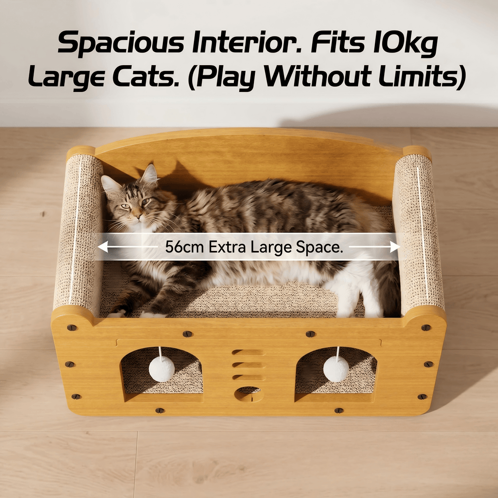 Two-Tier Cat Scratcher House with Cave & Sofa Bed — 3 Styles