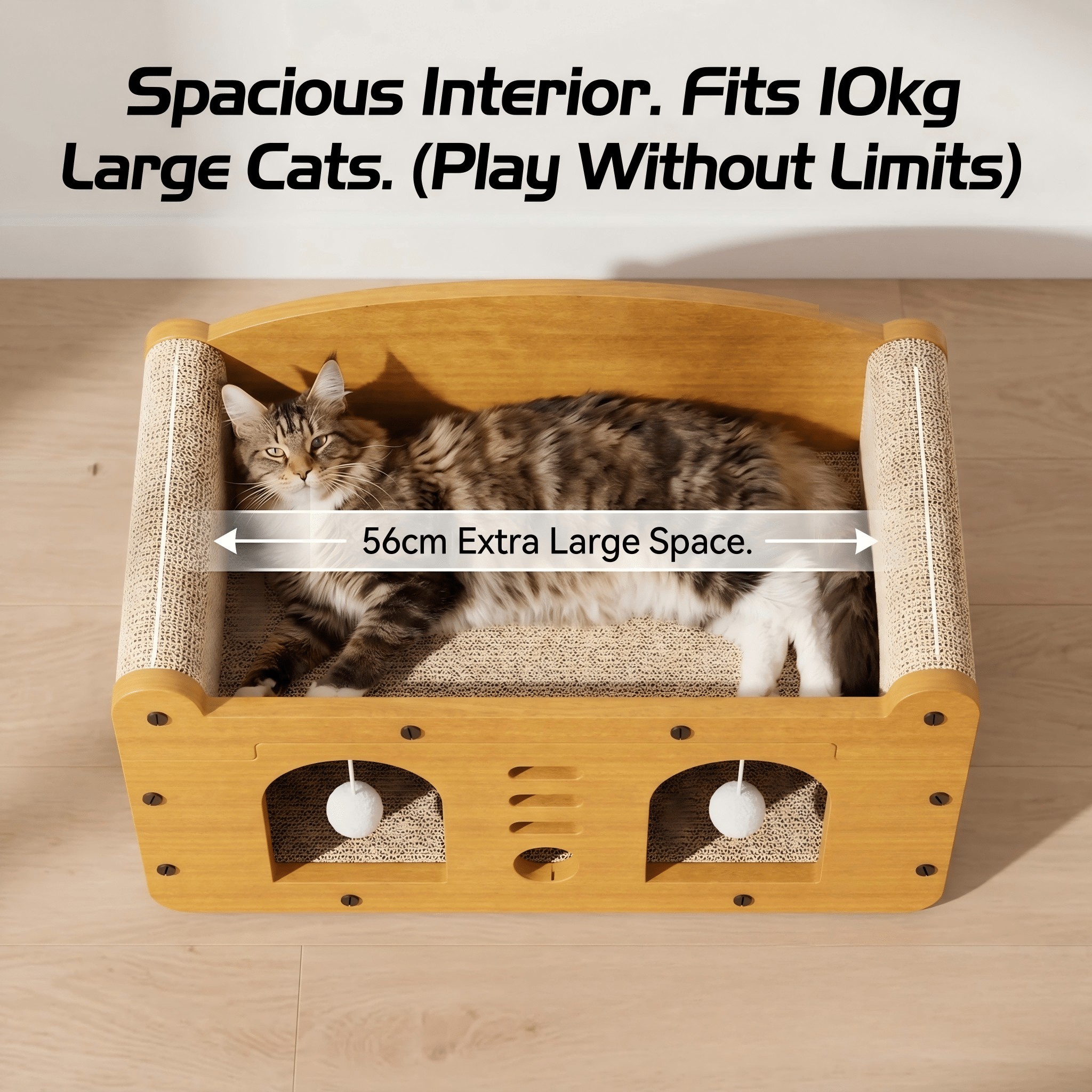 Two-Tier Cat Scratcher House with Cave & Sofa Bed — 3 Styles