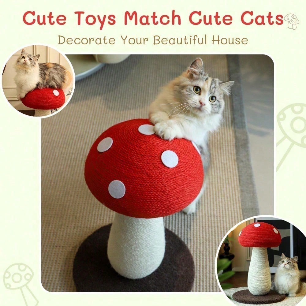 Sisal Mushroom Cat Scratching Post for Small & Medium Cats — No Assembly