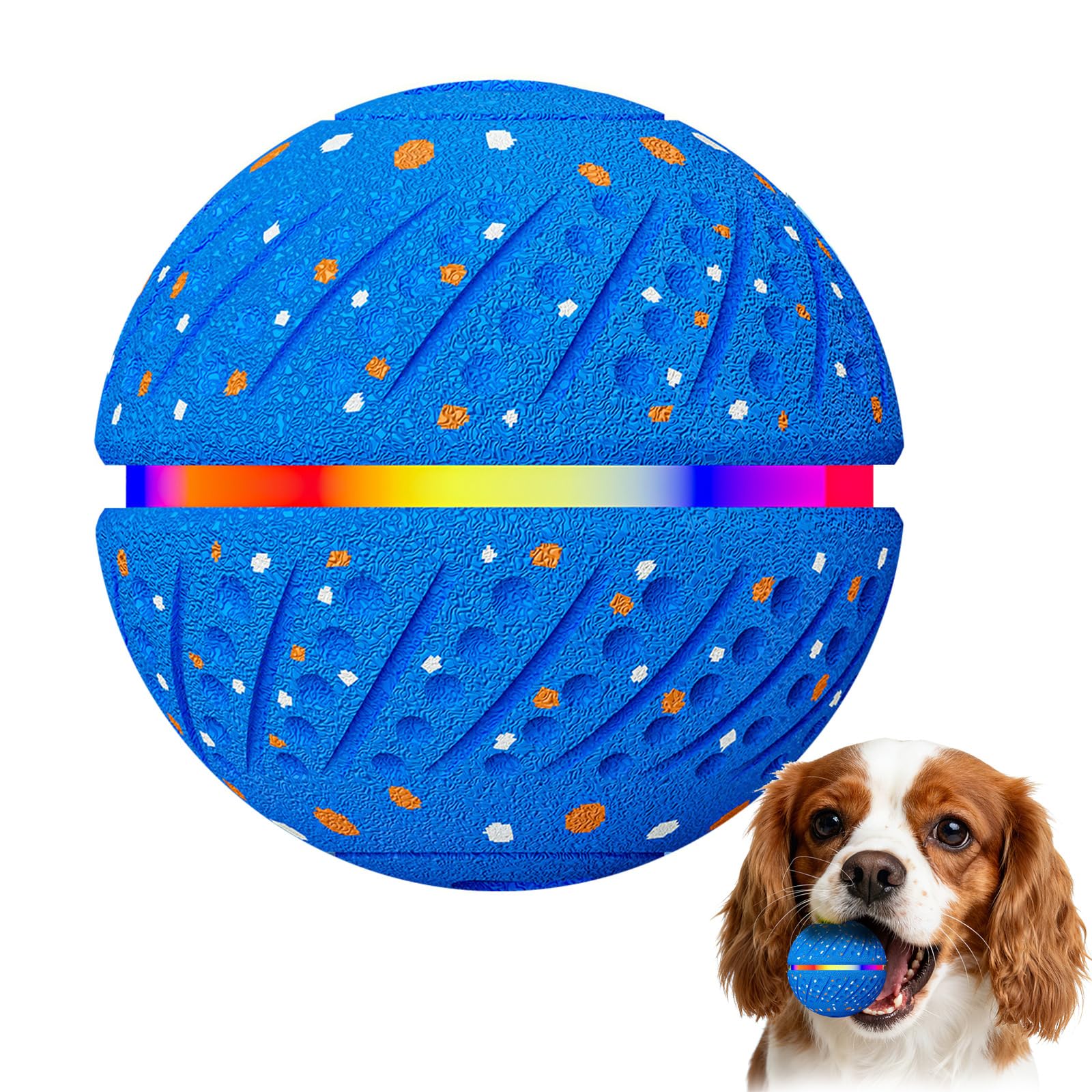 Self-Moving Dog Ball with LED Lights for Small & Medium Dogs — 3 Play Modes