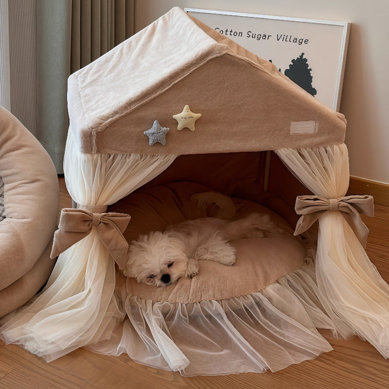 Cosy Princess Tent Bed for Cats & Small Dogs — Breathable Cotton