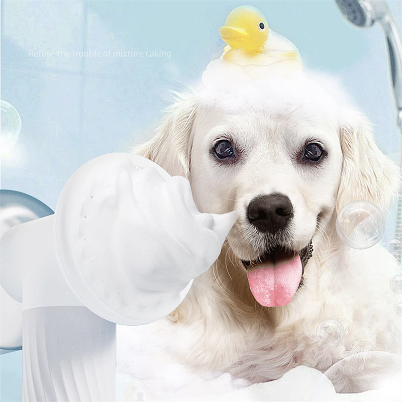 Foaming Bath Brush with Soap Dispenser for Dogs & Cats — Self-Lathering