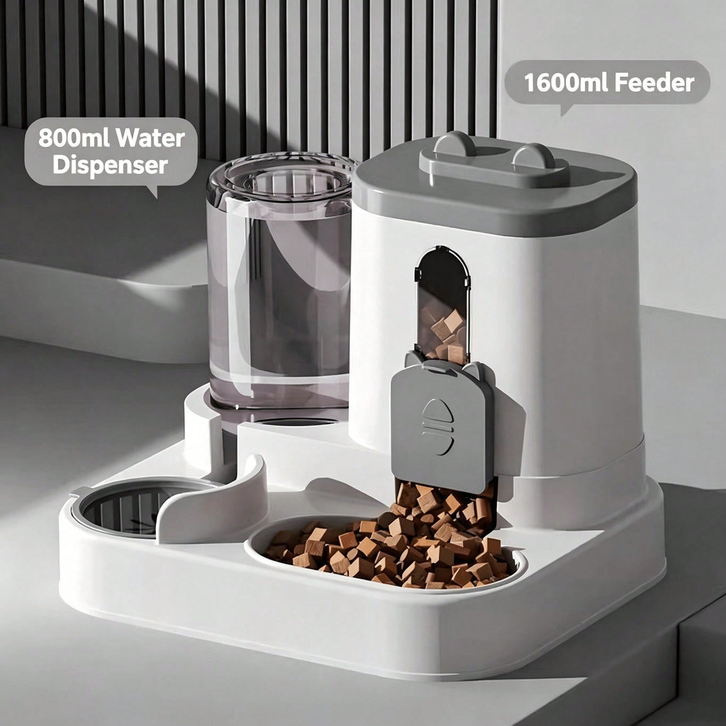 Gravity-Fed Food & Water Station for Cats and Small Dogs — 2-in-1