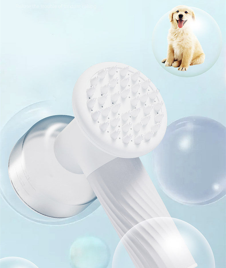 Foaming Bath Brush with Soap Dispenser for Dogs & Cats — Self-Lathering