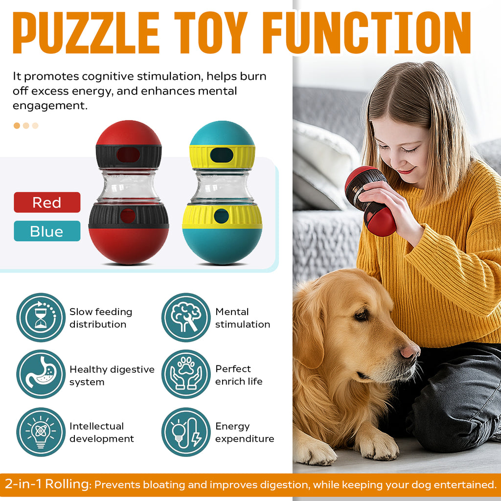 Treat Dispensing Puzzle Ball for Dogs — Adjustable Slow Feeder