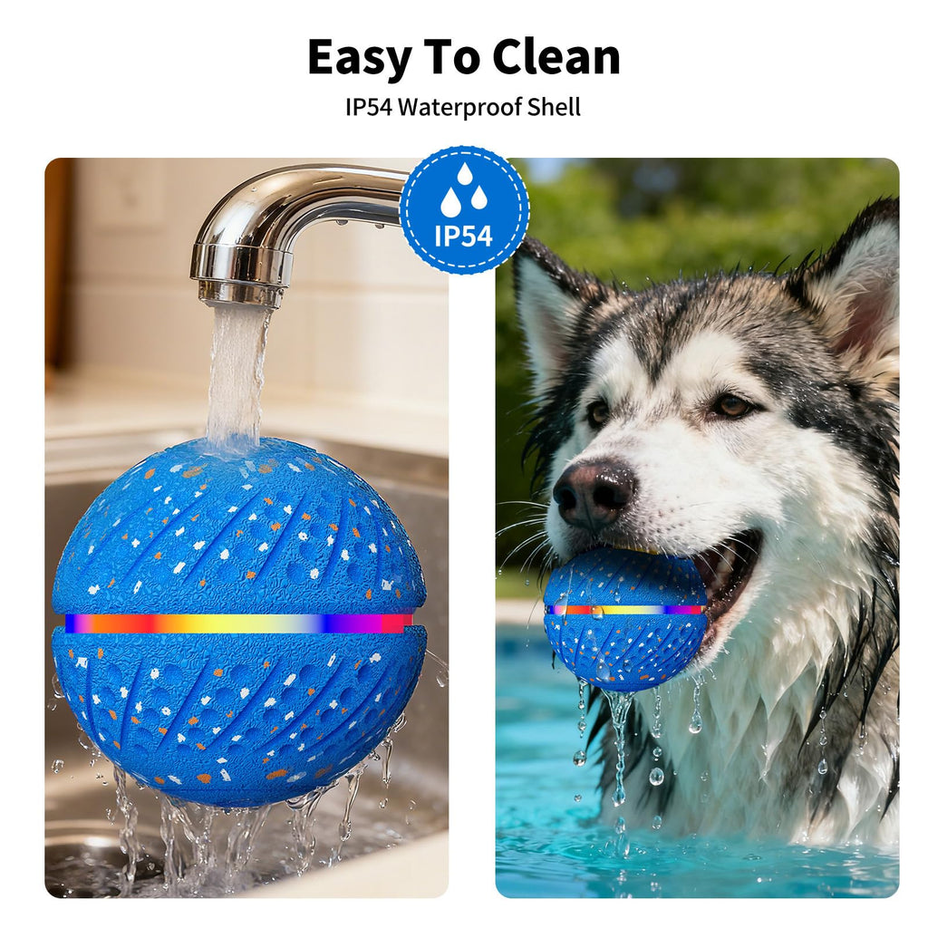 Self-Moving Dog Ball with LED Lights for Small & Medium Dogs — 3 Play Modes