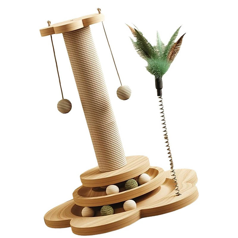 Interactive Scratch & Play Tower for Cats — Sisal, Track & Ball