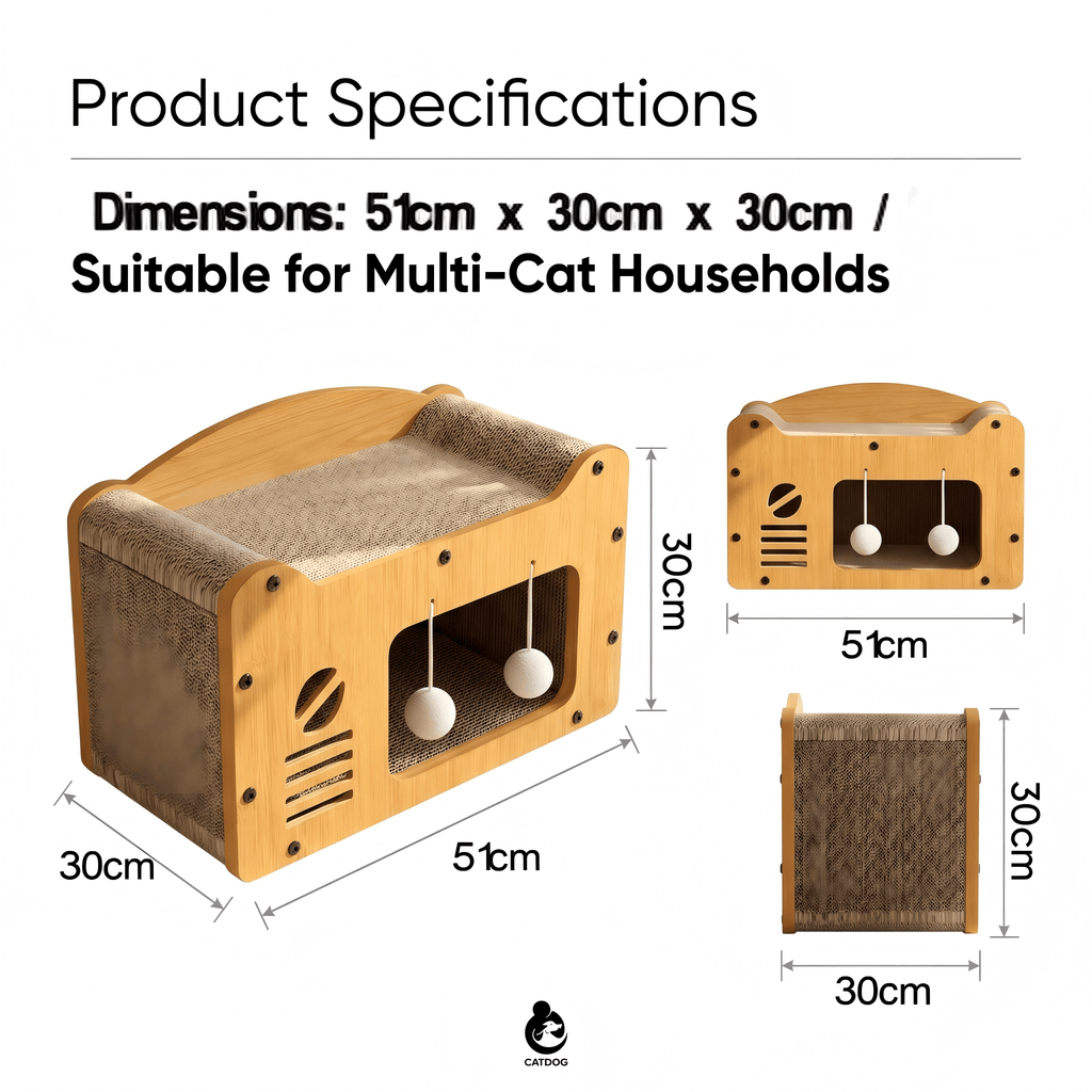Two-Tier Cat Scratcher House with Cave & Sofa Bed — 3 Styles