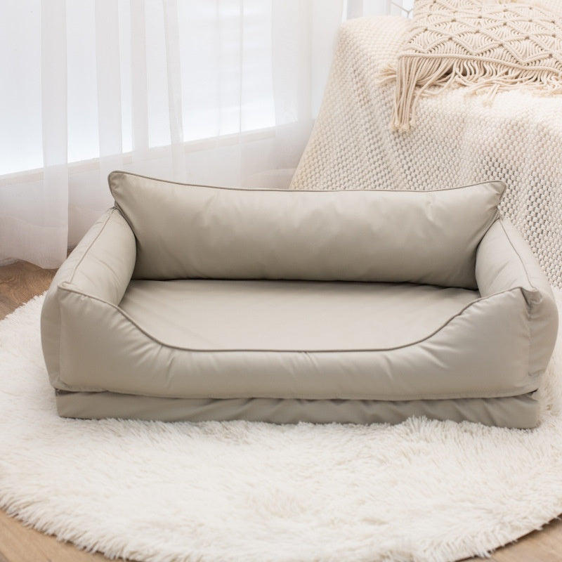 All-Season Cat Sofa Bed — Faux Leather Lounge for Cats