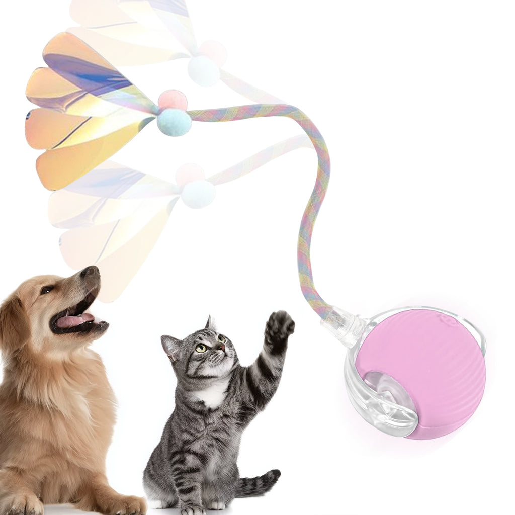 Self-Moving Cat Toy Ball with Elastic Tail — Two-Speed Interactive Play