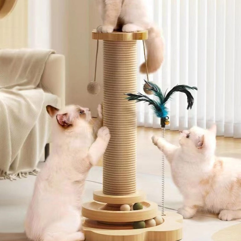 Interactive Scratch & Play Tower for Cats — Sisal, Track & Ball