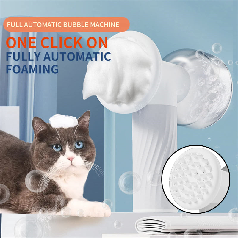 Foaming Bath Brush with Soap Dispenser for Dogs & Cats — Self-Lathering