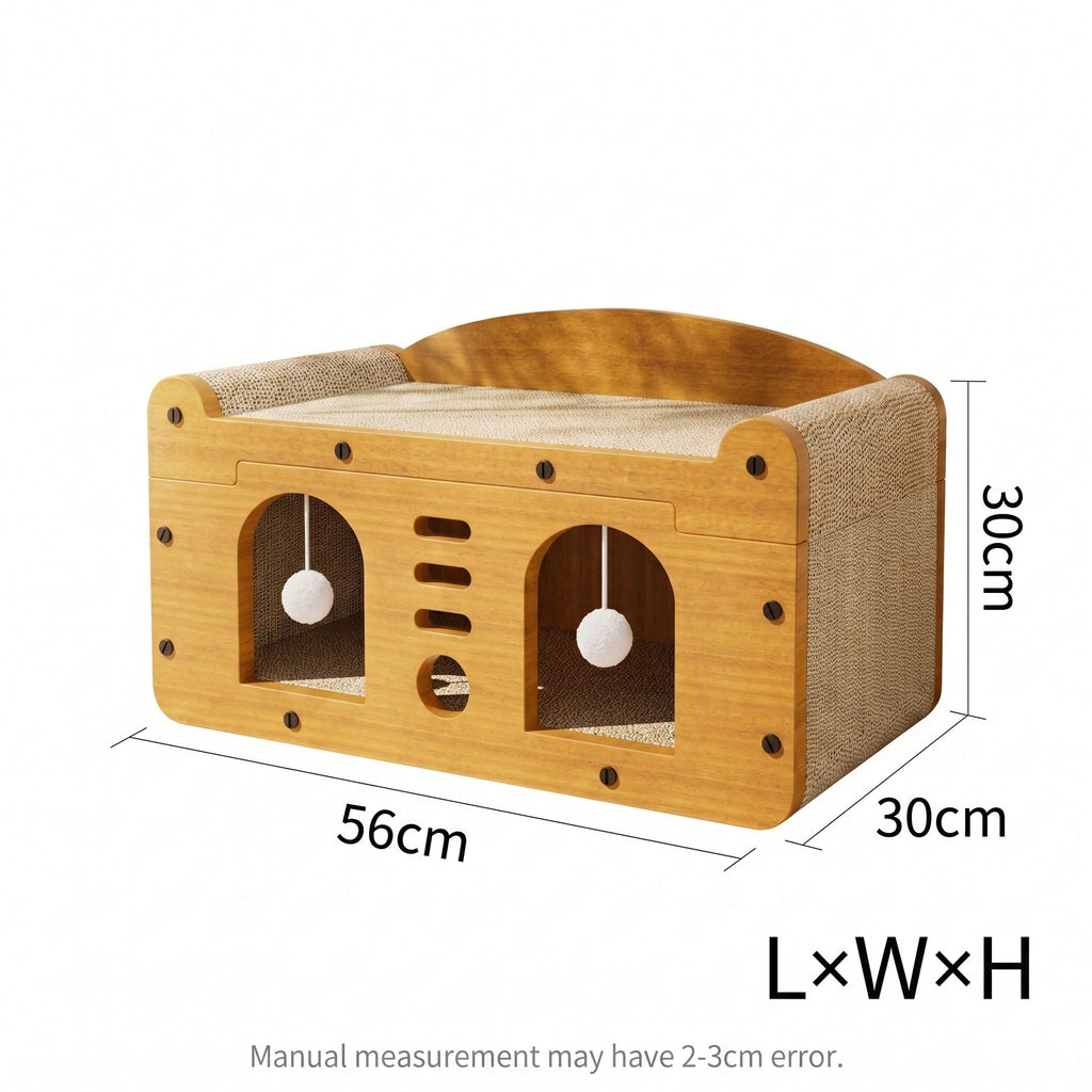Two-Tier Cat Scratcher House with Cave & Sofa Bed — 3 Styles
