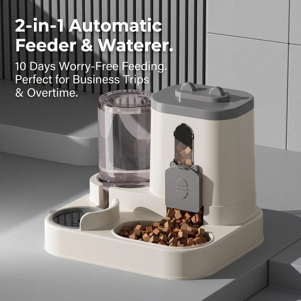 Gravity-Fed Food & Water Station for Cats and Small Dogs — 2-in-1