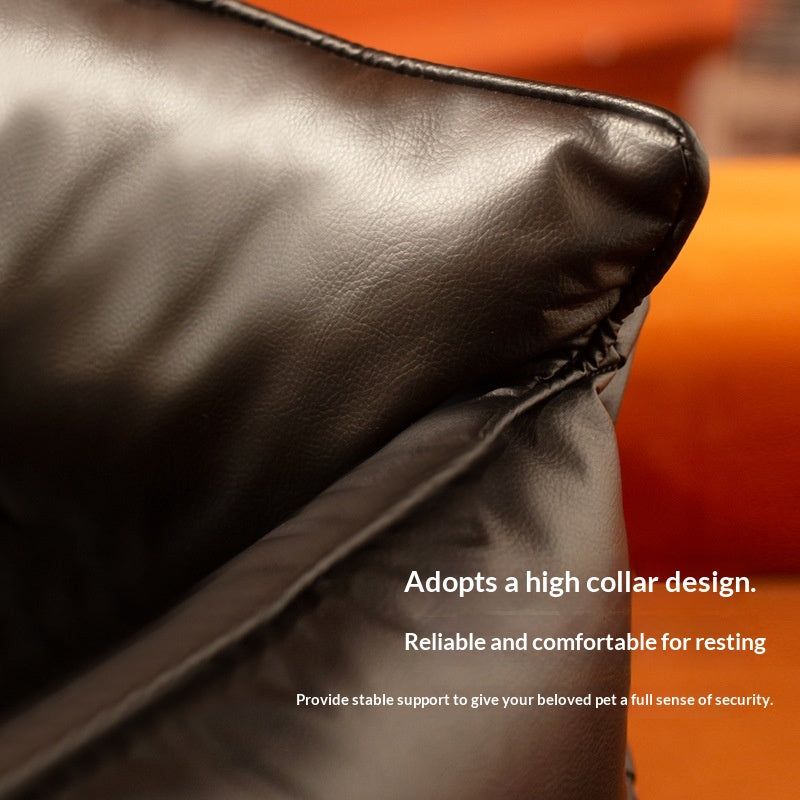 All-Season Cat Sofa Bed — Faux Leather Lounge for Cats