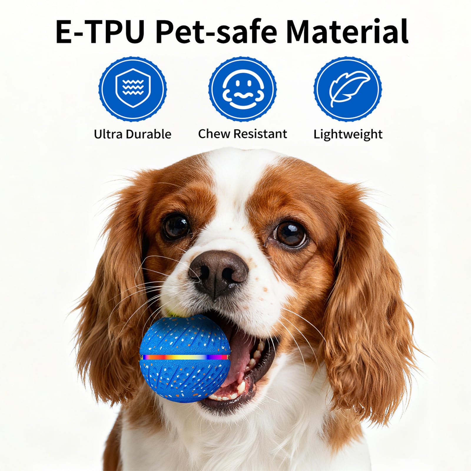 Self-Moving Dog Ball with LED Lights for Small & Medium Dogs — 3 Play Modes