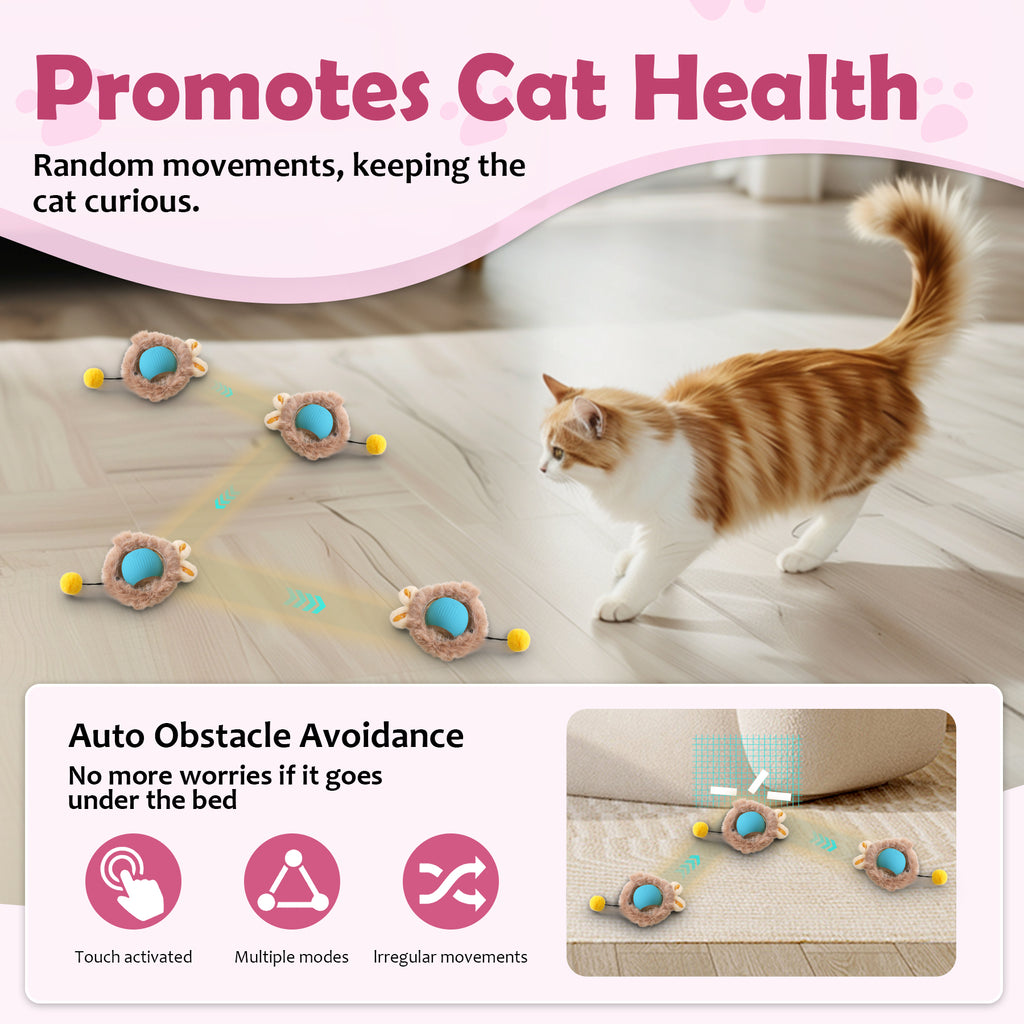Motion-Activated Play Ball for Cats — Bunny Ears & Light-Up Tail