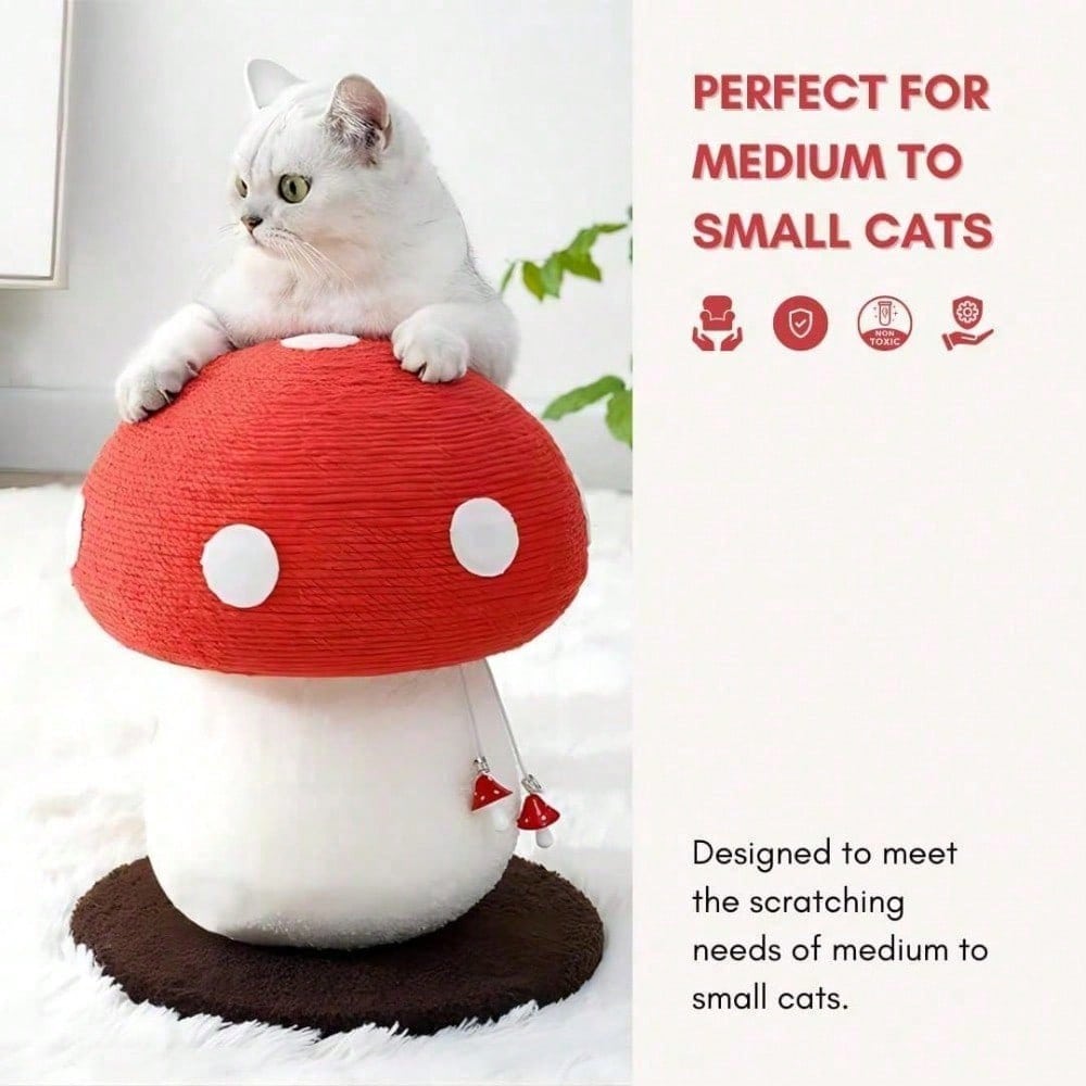 Sisal Mushroom Cat Scratching Post for Small & Medium Cats — No Assembly