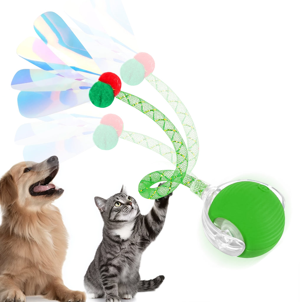 Self-Moving Cat Toy Ball with Elastic Tail — Two-Speed Interactive Play
