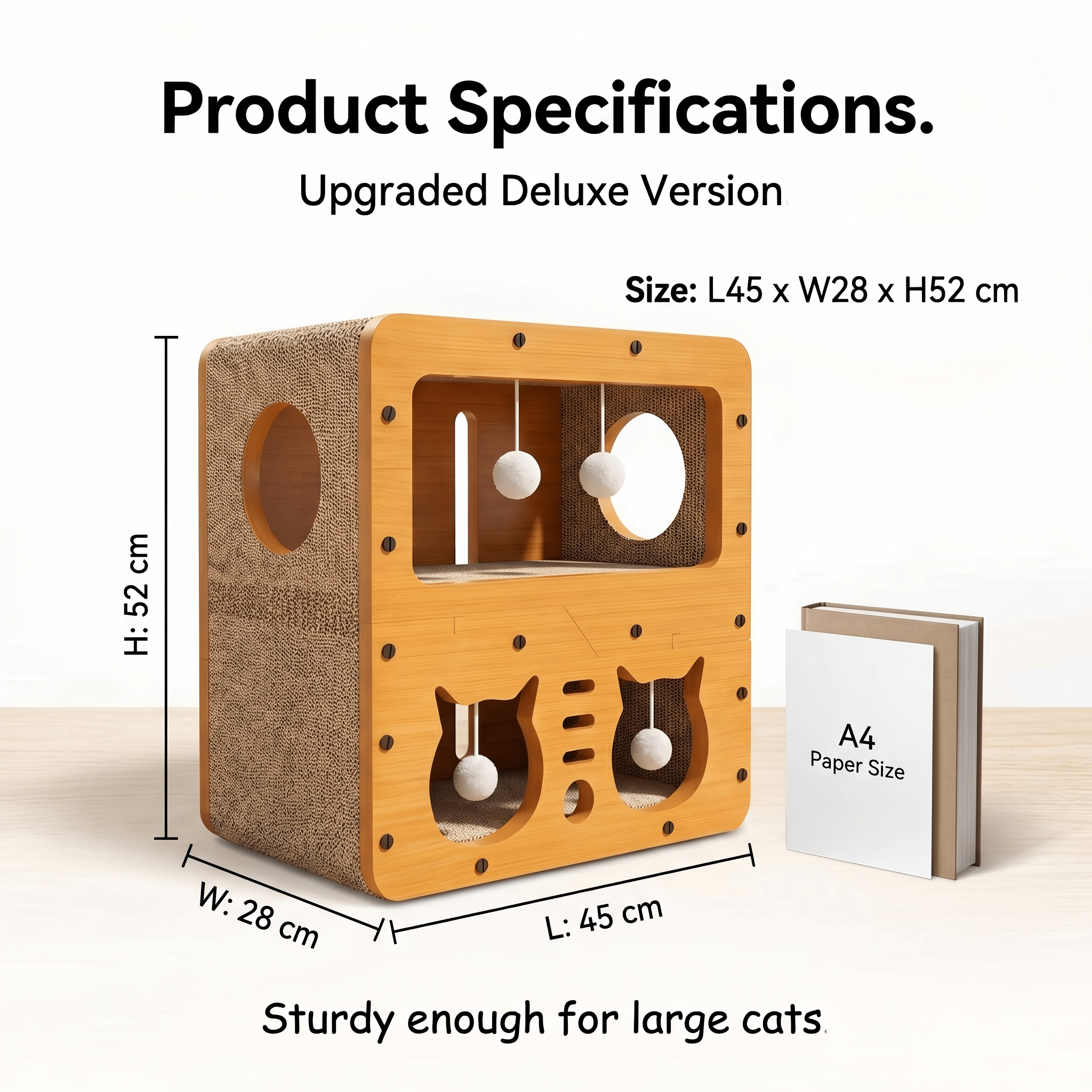 Double-Layer Cat Scratcher House with Cave Bed & Hanging Toy — 2 Styles