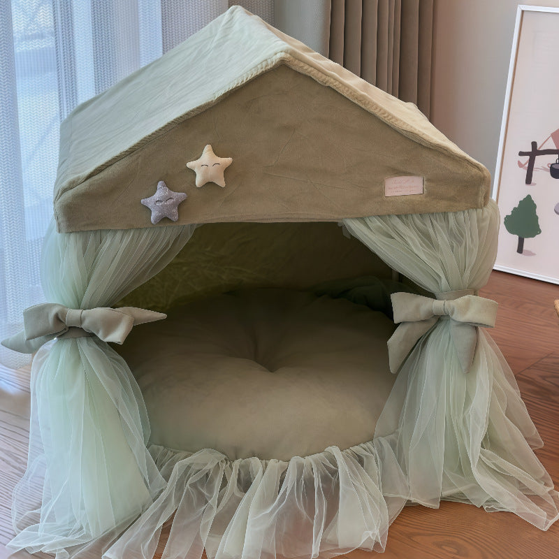 Cosy Princess Tent Bed for Cats & Small Dogs — Breathable Cotton