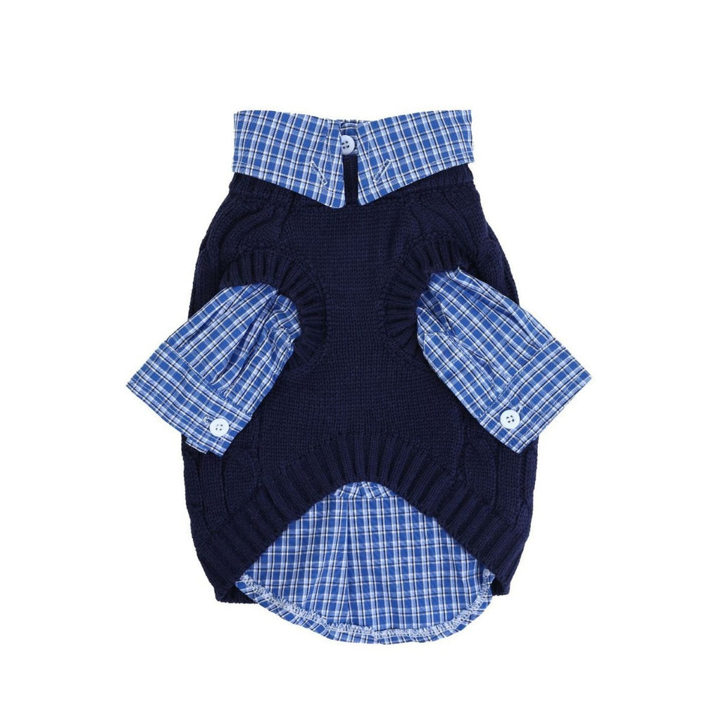 Warm Cotton Knit Sweater for Dogs — Minimalist Navy Style | Pawside Pets
