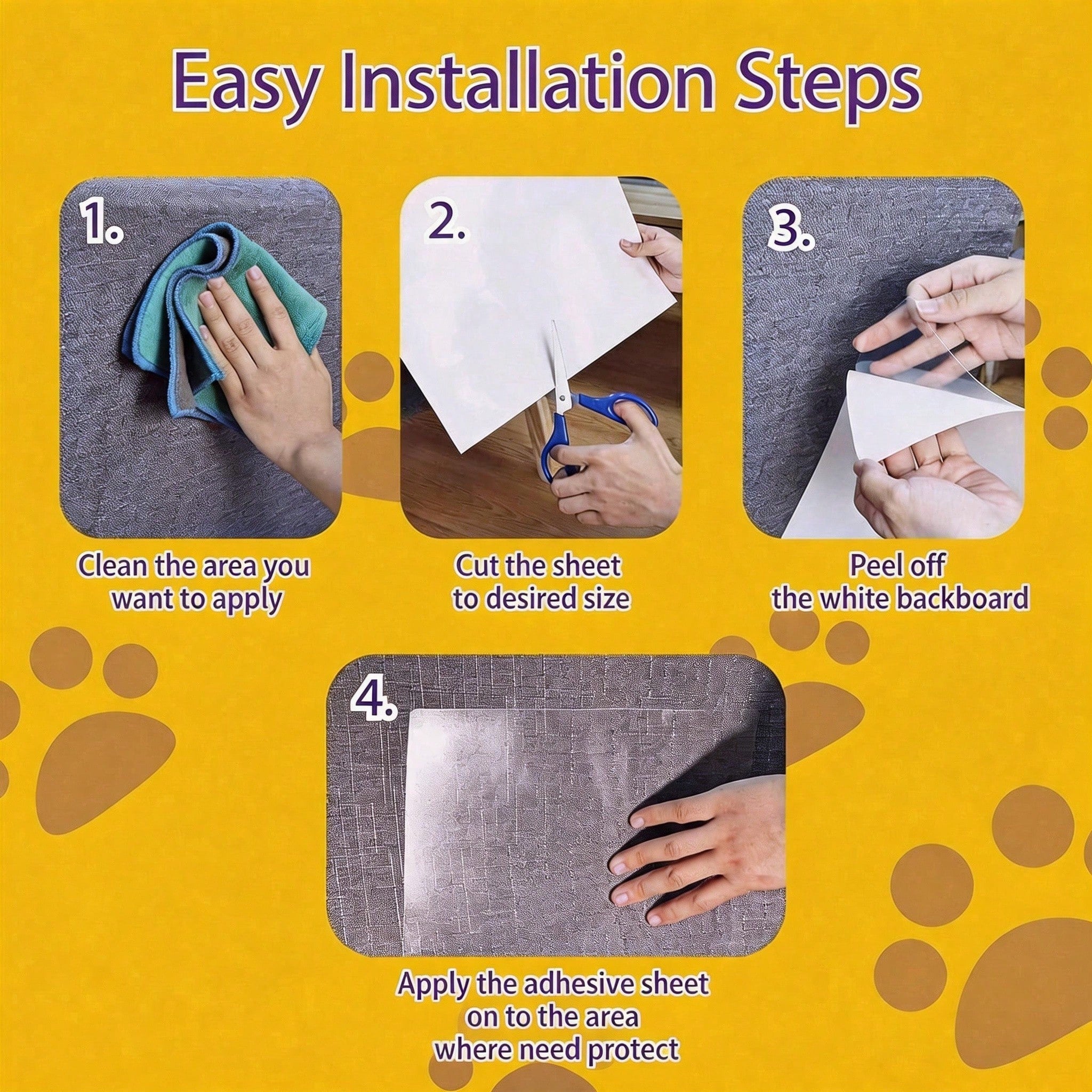 Clear Cat Scratch Deterrent Sheets for Furniture — 12-Pack, No Pins
