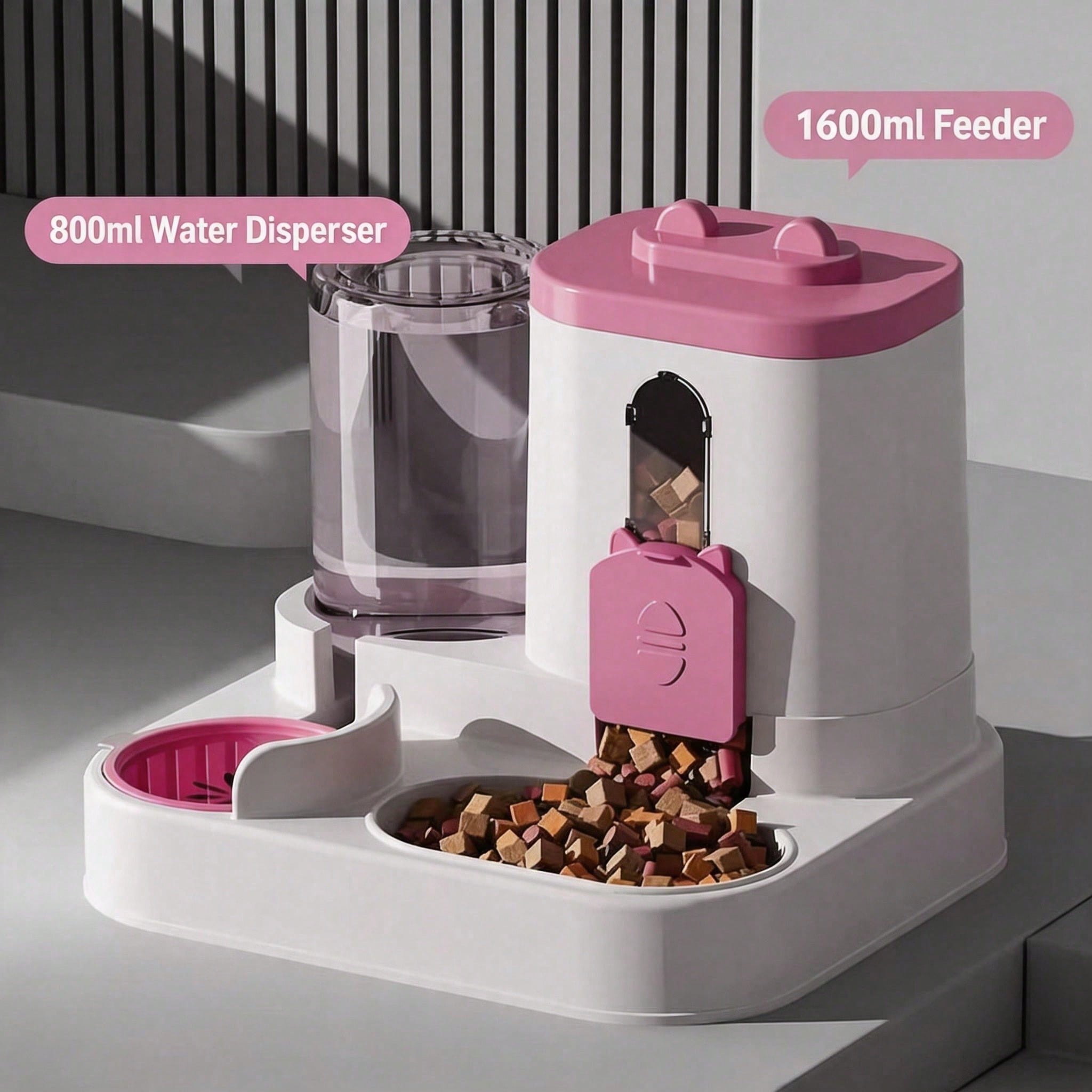 Gravity-Fed Food & Water Station for Cats and Small Dogs — 2-in-1
